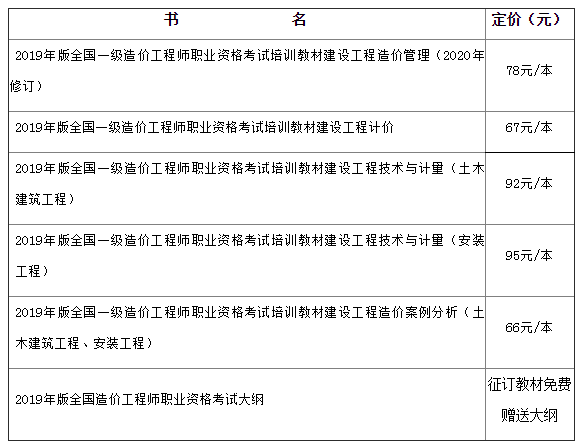 江西2021年一、二級造價工程師考試教材征訂指南